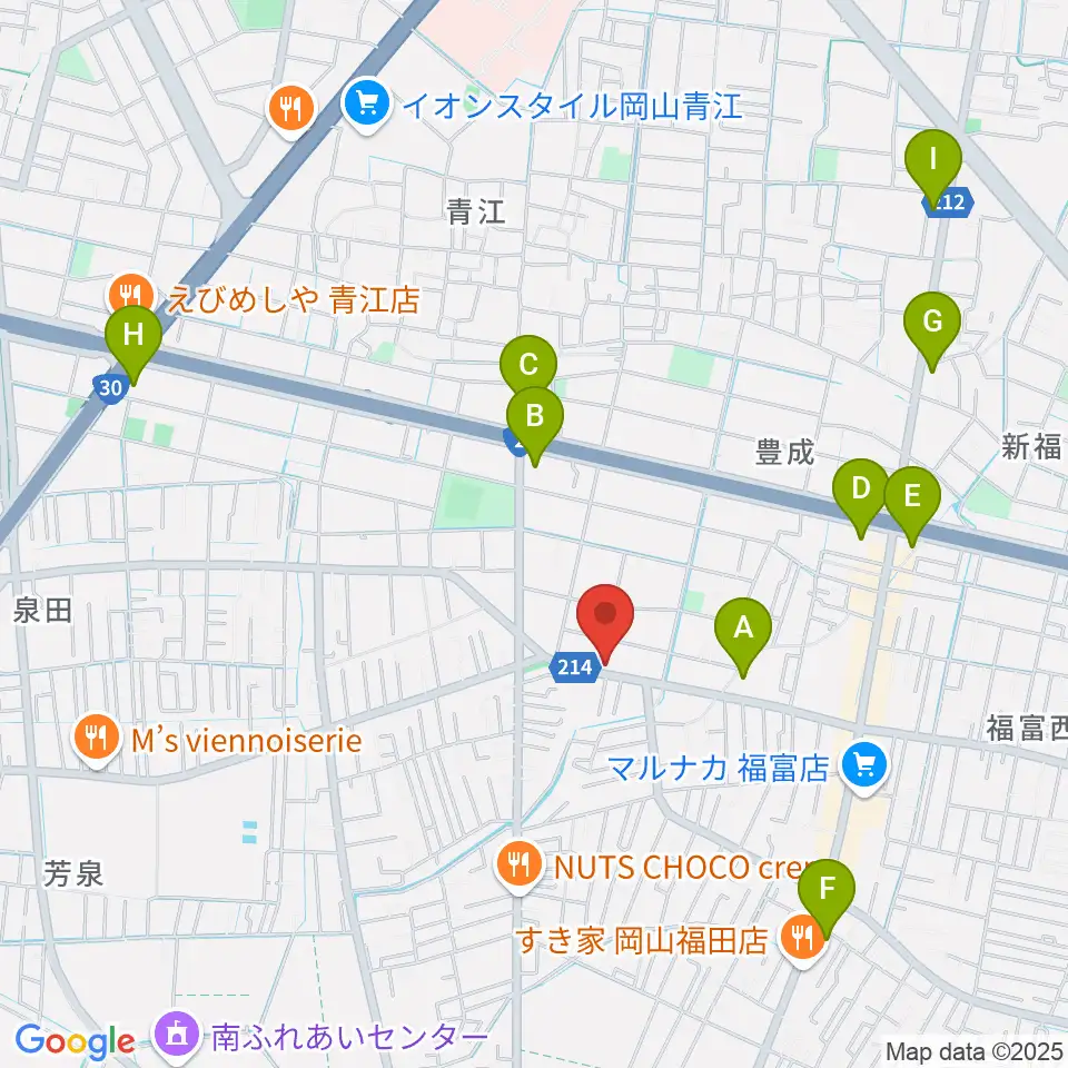 ミュージックセンター岡南 ヤマハミュージック周辺のコンビニエンスストア一覧地図