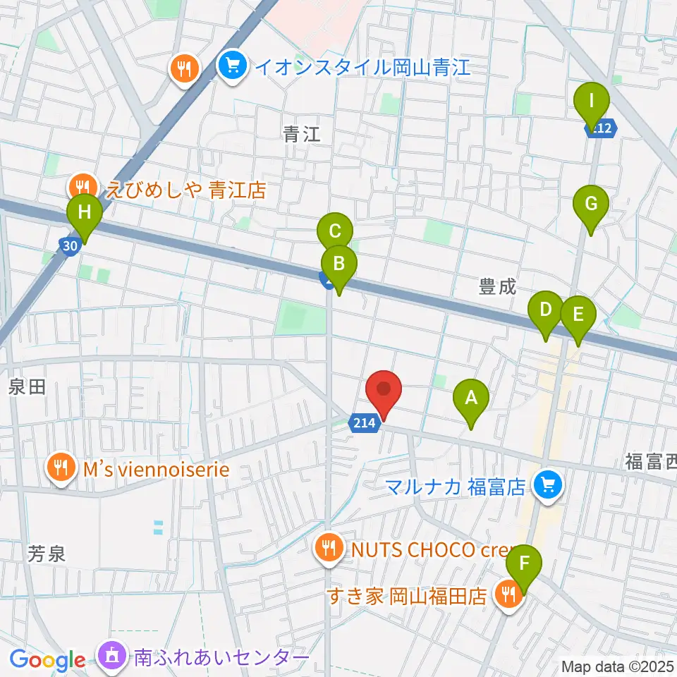 ミュージックセンター岡南 ヤマハミュージック周辺のコンビニエンスストア一覧地図
