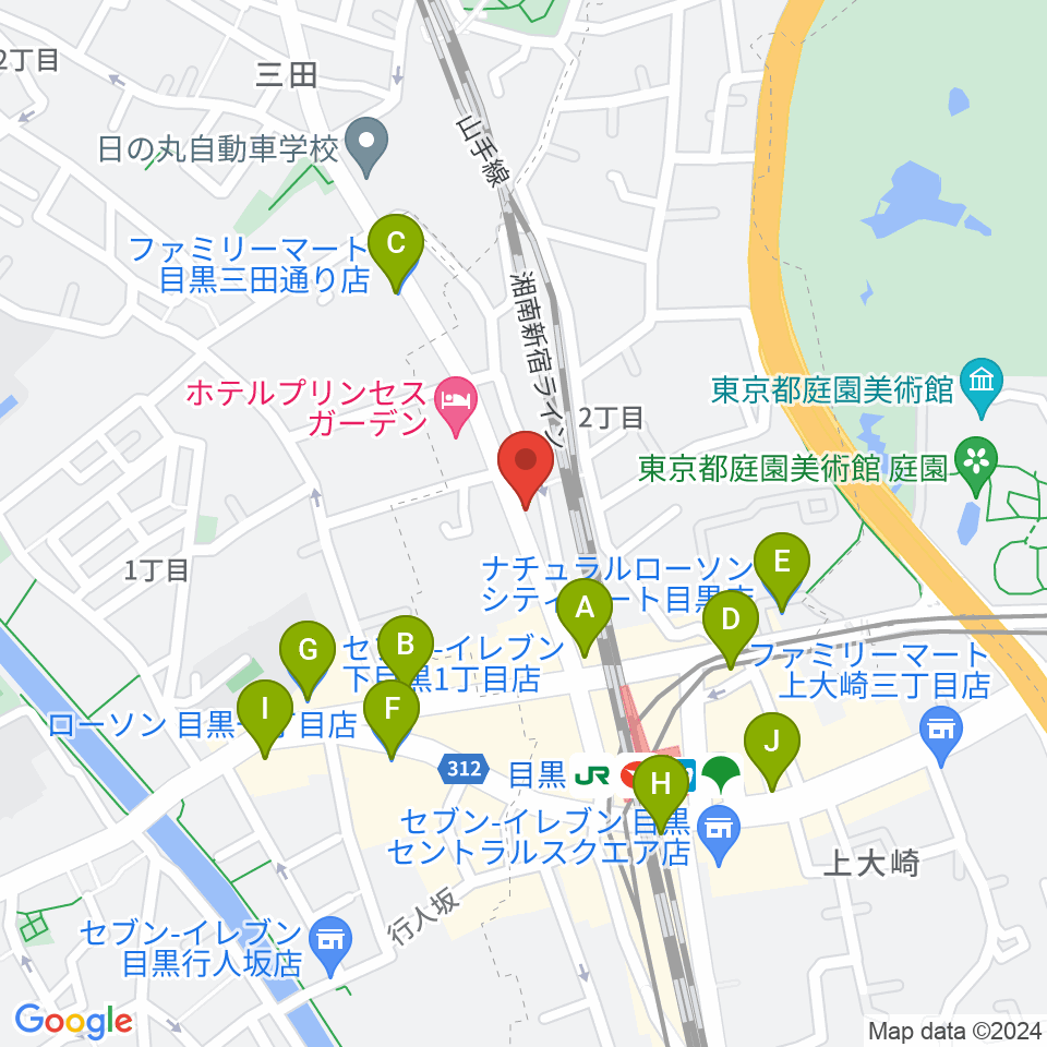 東京倶楽部 目黒店周辺のコンビニエンスストア一覧地図