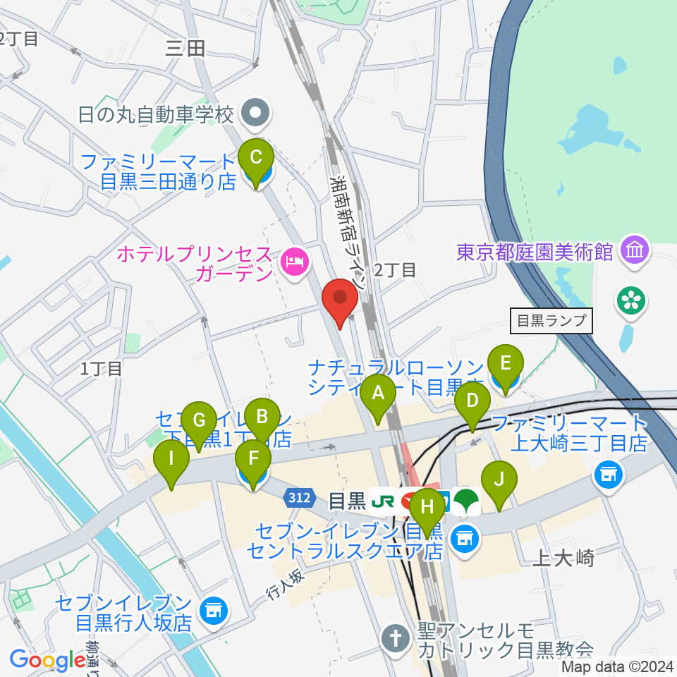 東京倶楽部 目黒店周辺のコンビニエンスストア一覧地図