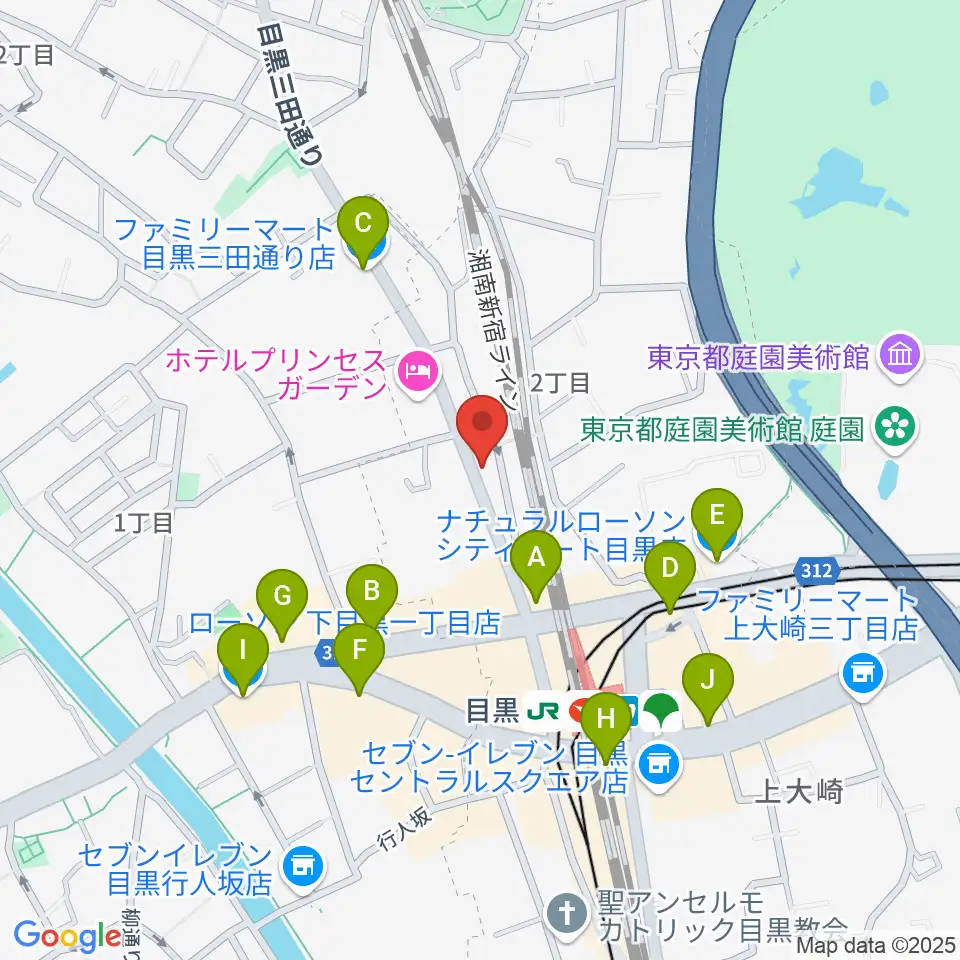 東京倶楽部 目黒店周辺のコンビニエンスストア一覧地図