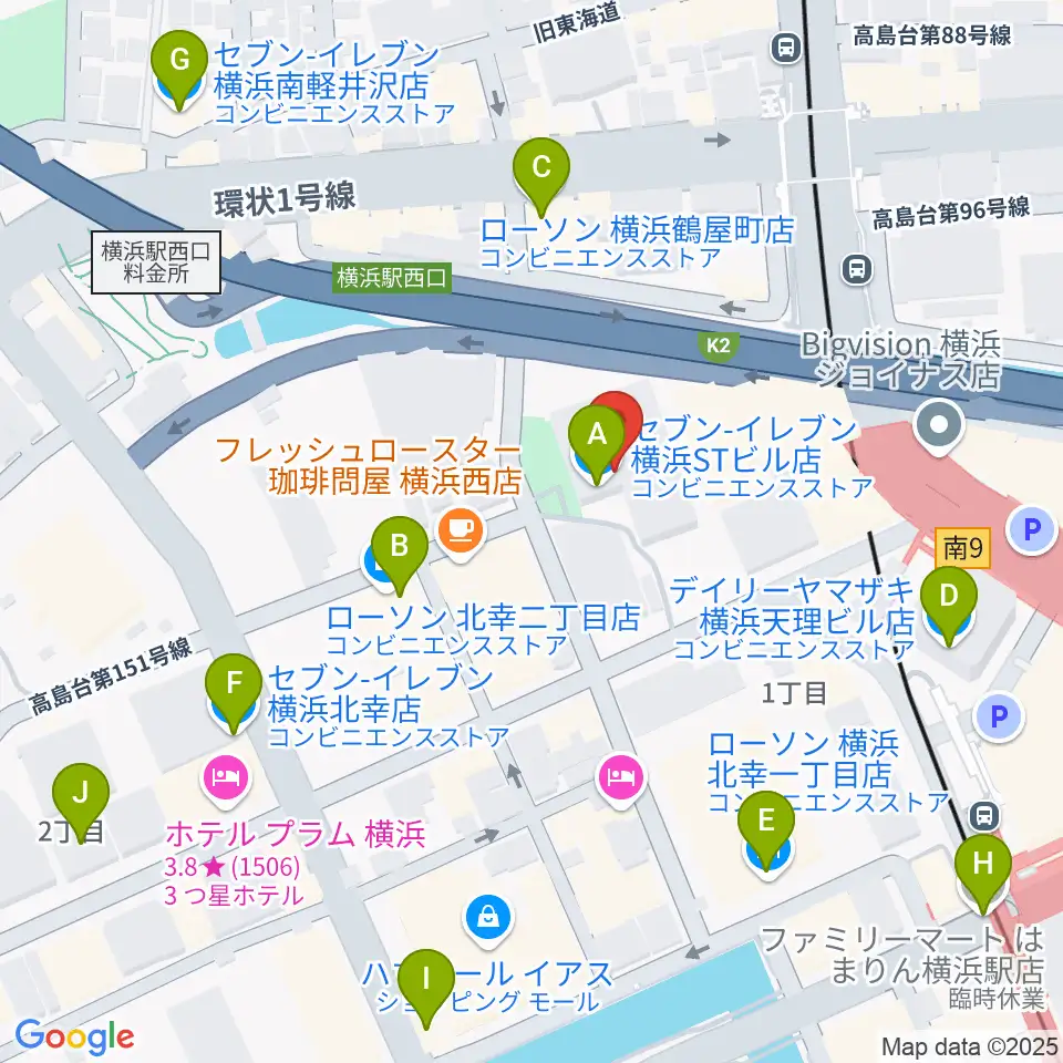 STスポット周辺のコンビニエンスストア一覧地図