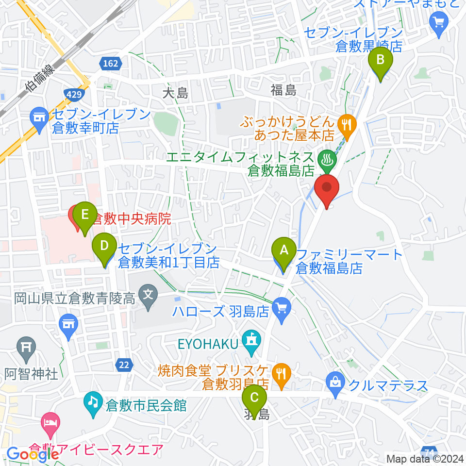 ユニスタイル倉敷 ヤマハミュージック周辺のコンビニエンスストア一覧地図