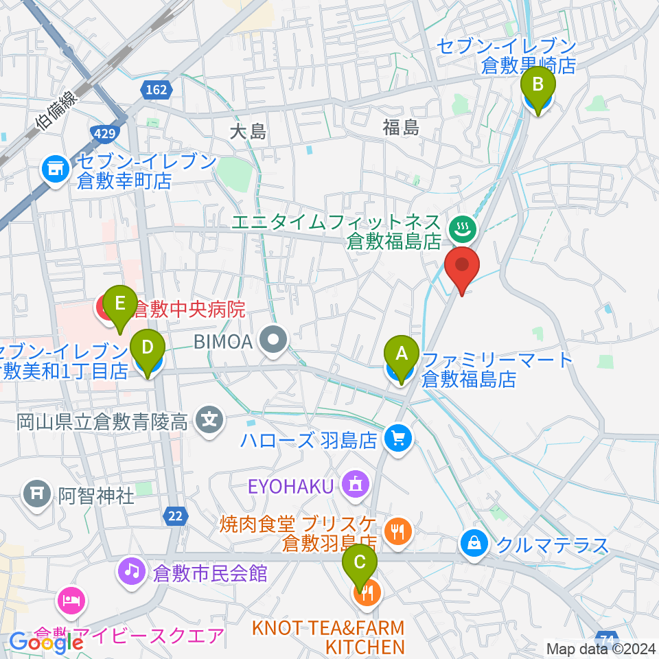 ユニスタイル倉敷 ヤマハミュージック周辺のコンビニエンスストア一覧地図