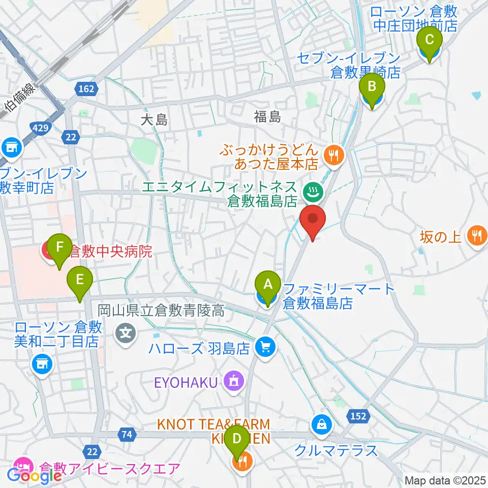 ユニスタイル倉敷 ヤマハミュージック周辺のコンビニエンスストア一覧地図