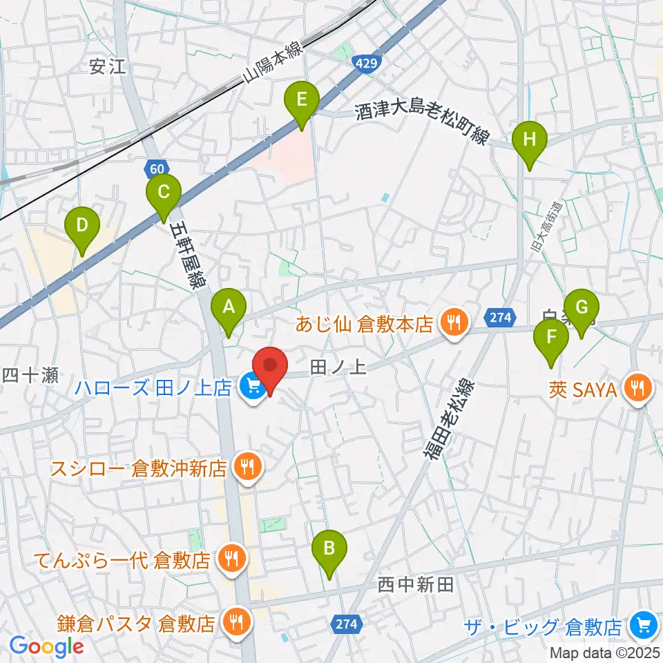 ミュージックアベニュー倉敷 ヤマハミュージック周辺のコンビニエンスストア一覧地図