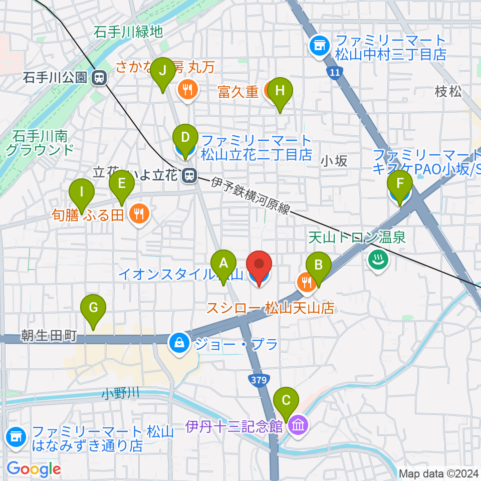 イオンスタイル松山センター ヤマハミュージック周辺のコンビニエンスストア一覧地図