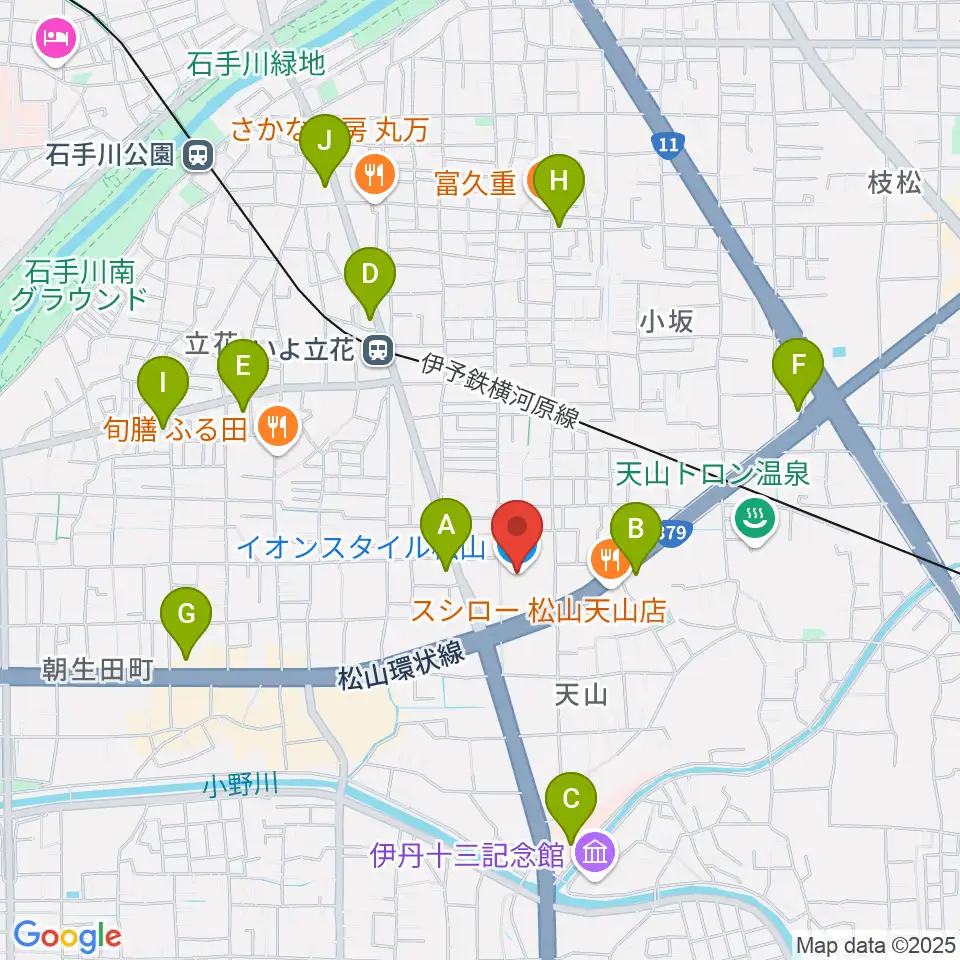 イオンスタイル松山センター ヤマハミュージック周辺のコンビニエンスストア一覧地図