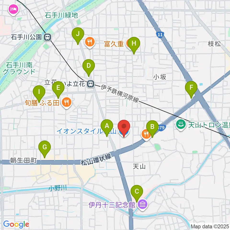 イオンスタイル松山センター ヤマハミュージック周辺のコンビニエンスストア一覧地図