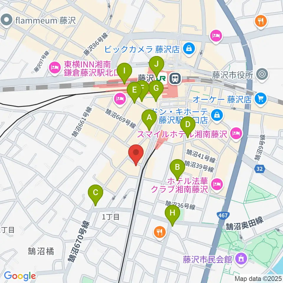 昭和音楽大学附属音楽・バレエ教室 藤沢校周辺のコンビニエンスストア一覧地図