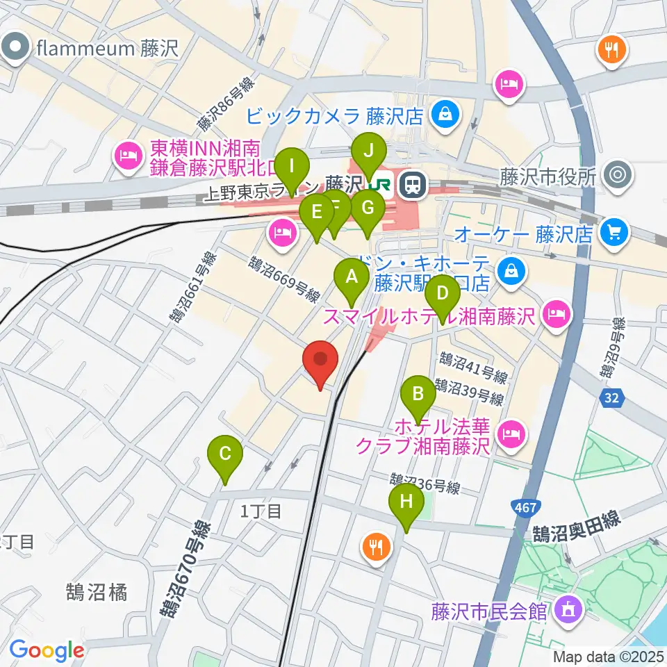 昭和音楽大学附属音楽・バレエ教室 藤沢校周辺のコンビニエンスストア一覧地図