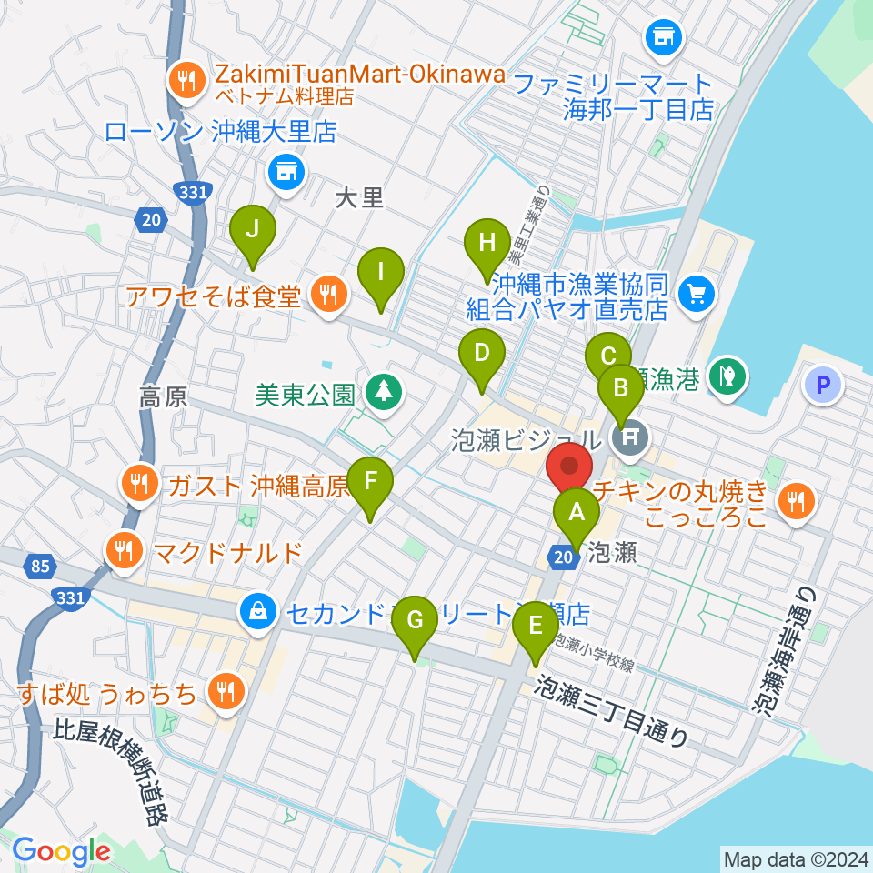 Yumeボーカル教室 沖縄/泡瀬校周辺のコンビニエンスストア一覧地図