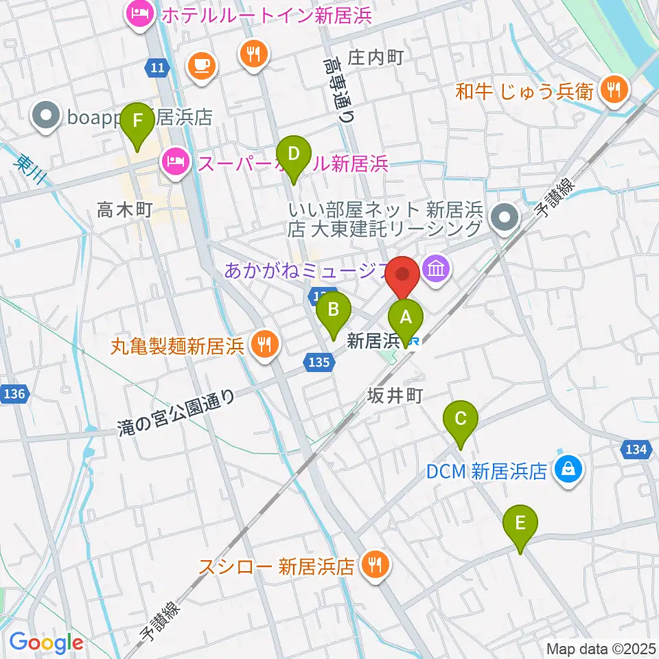 新居浜センター ヤマハミュージック周辺のコンビニエンスストア一覧地図