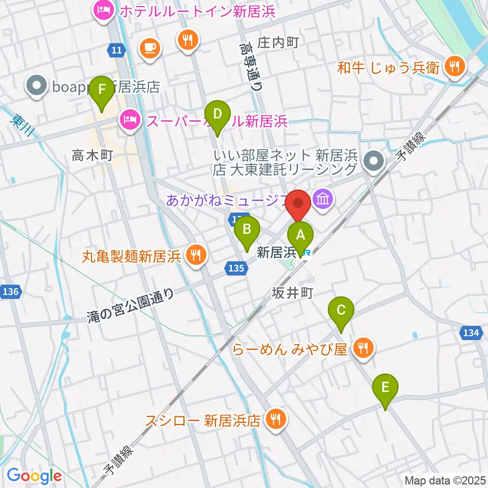新居浜センター ヤマハミュージック周辺のコンビニエンスストア一覧地図
