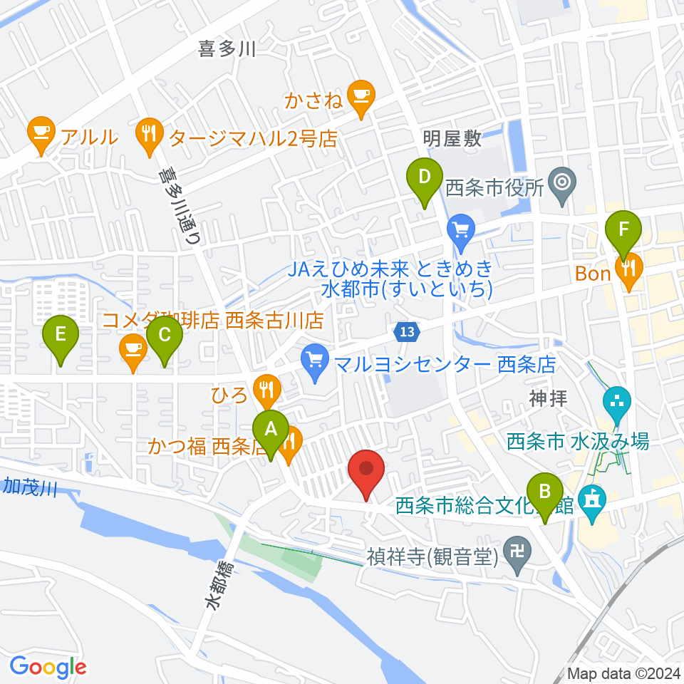 西条センター ヤマハミュージック周辺のコンビニエンスストア一覧地図