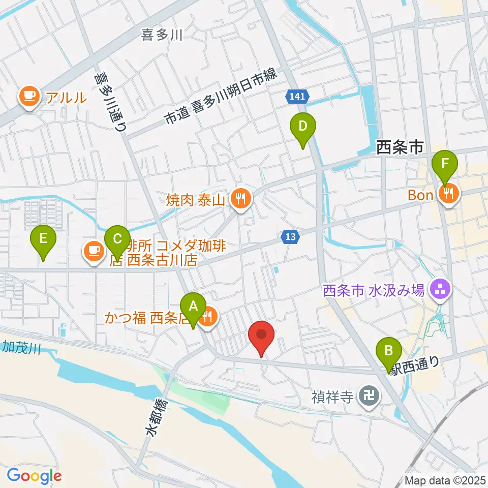 西条センター ヤマハミュージック周辺のコンビニエンスストア一覧地図