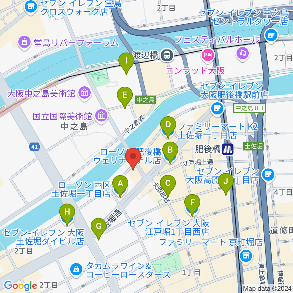 オンユー楽器周辺のコンビニエンスストア一覧地図