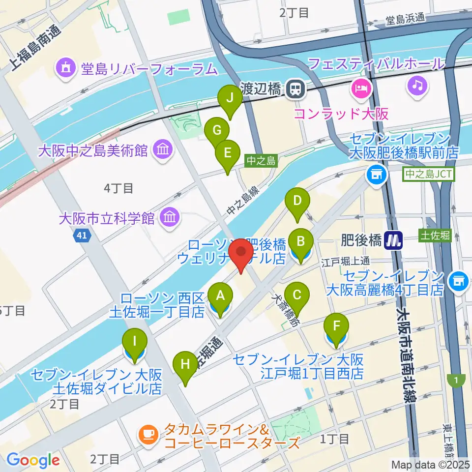 オンユー楽器周辺のコンビニエンスストア一覧地図