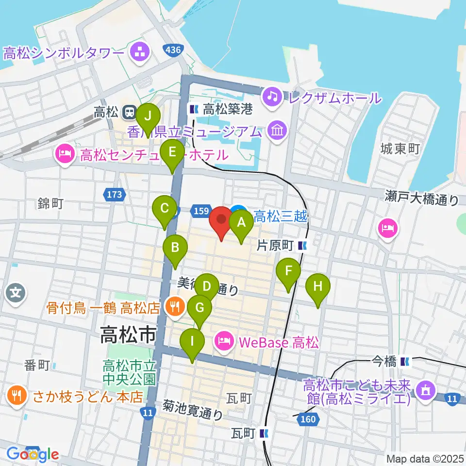 ミュージックアベニュー高松周辺のコンビニエンスストア一覧地図