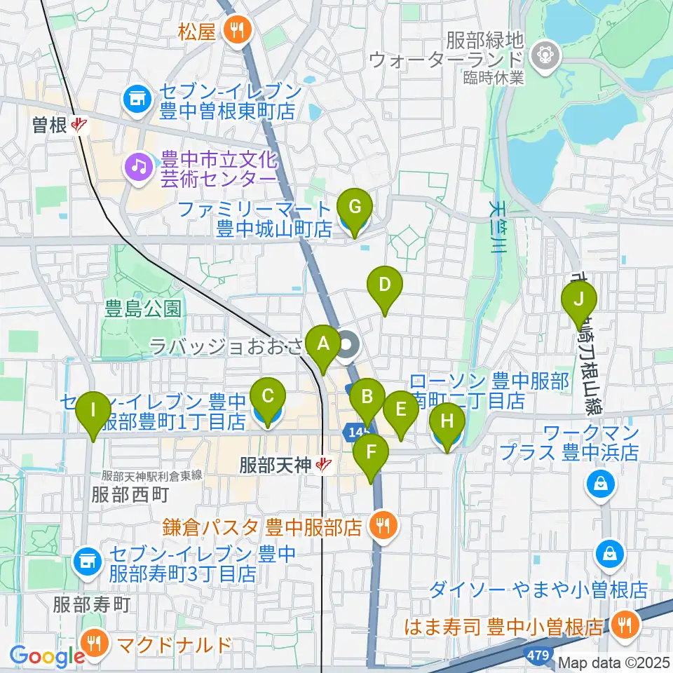 大野ギター音楽院周辺のコンビニエンスストア一覧地図
