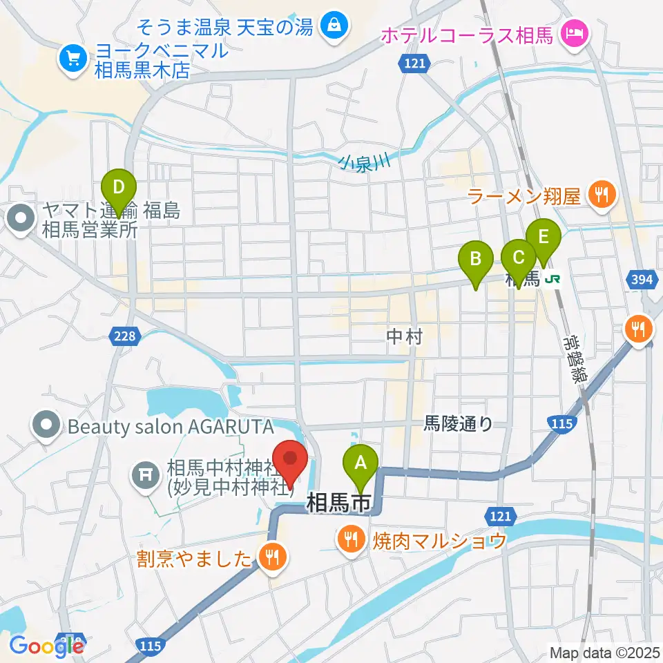 オアシス音楽センター(相馬センター)周辺のコンビニエンスストア一覧地図