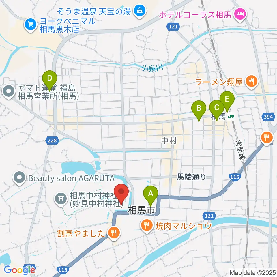 オアシス音楽センター(相馬センター)周辺のコンビニエンスストア一覧地図