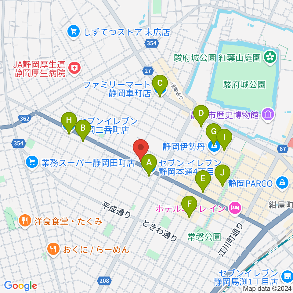 山崎音楽教室周辺のコンビニエンスストア一覧地図