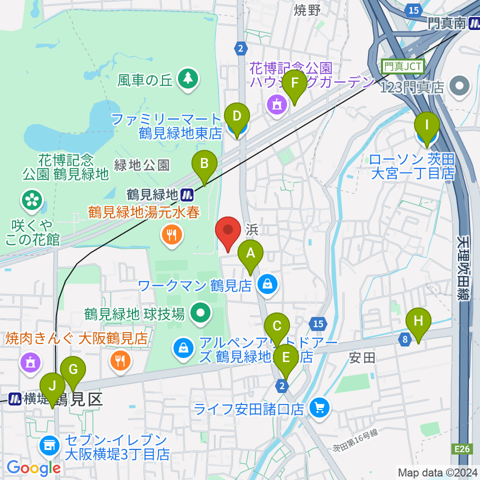 鶴見緑地NADGE STUDIO周辺のコンビニエンスストア一覧地図