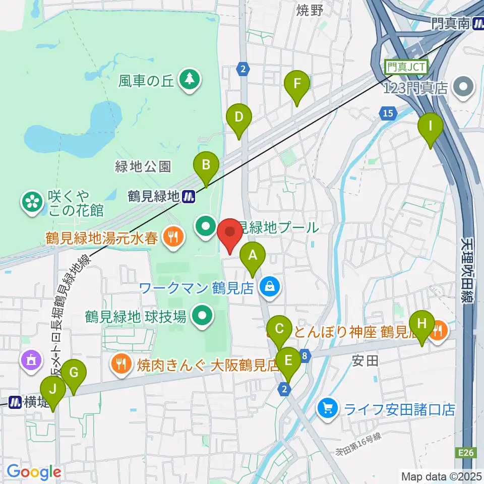 鶴見緑地NADGE STUDIO周辺のコンビニエンスストア一覧地図