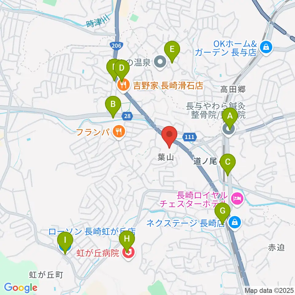 長崎北センター ヤマハミュージック周辺のコンビニエンスストア一覧地図