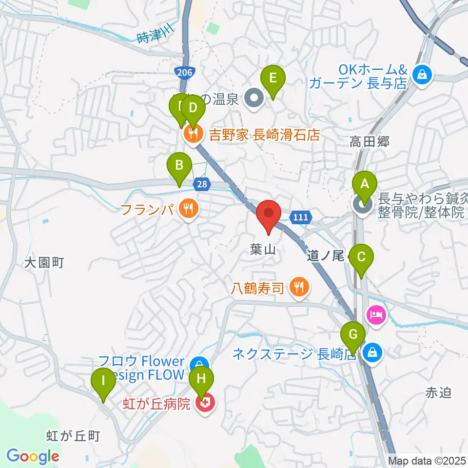 長崎北センター ヤマハミュージック周辺のコンビニエンスストア一覧地図