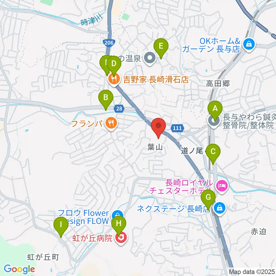長崎北センター ヤマハミュージック周辺のコンビニエンスストア一覧地図