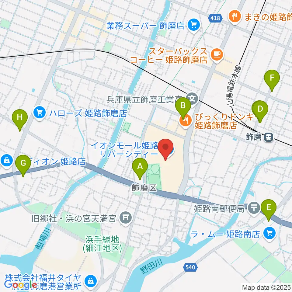 島村楽器 イオンモール姫路リバーシティー店周辺のコンビニエンスストア一覧地図