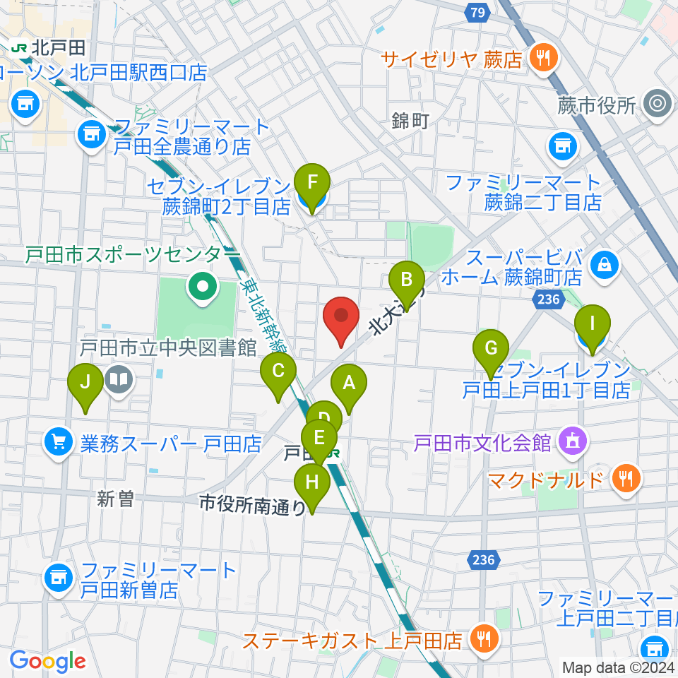 サクライ楽器ピアノアトリエ周辺のコンビニエンスストア一覧地図