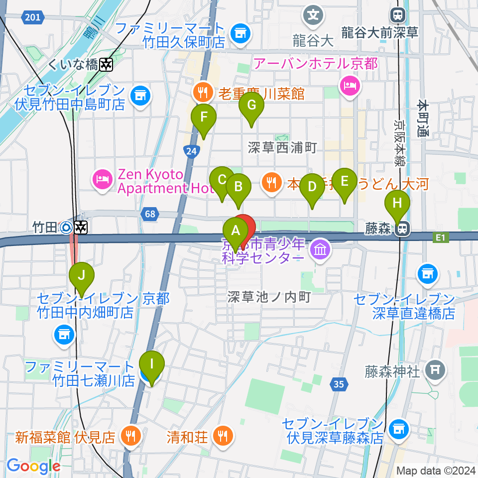 イースト・ビレッジ・ギターズ周辺のコンビニエンスストア一覧地図