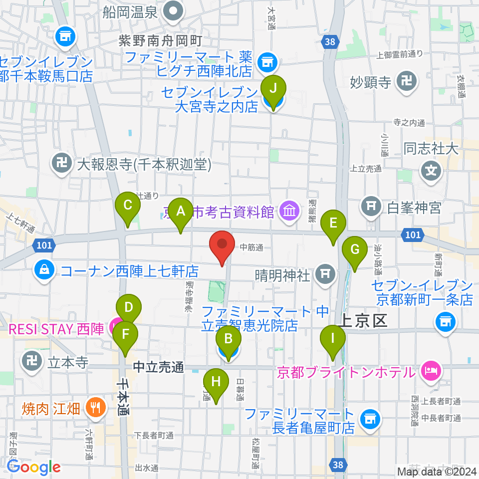 アサノ楽器周辺のコンビニエンスストア一覧地図