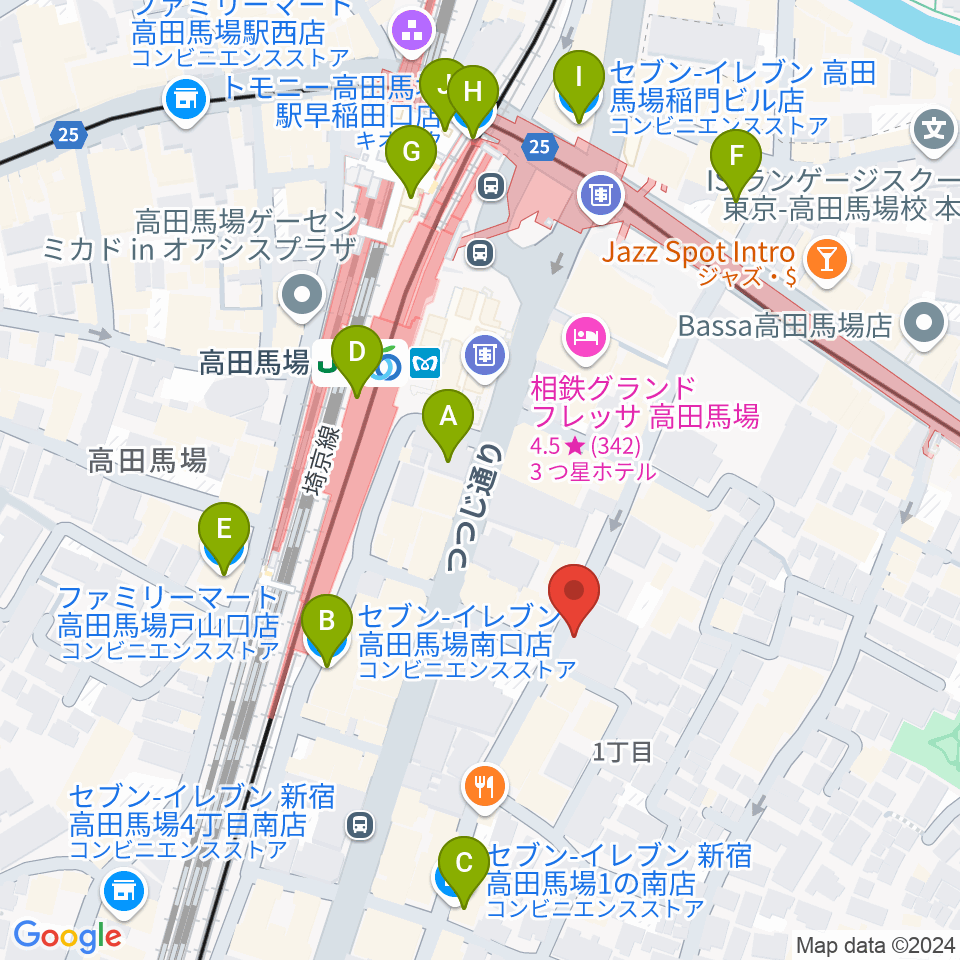 東京ステップスアーツ周辺のコンビニエンスストア一覧地図