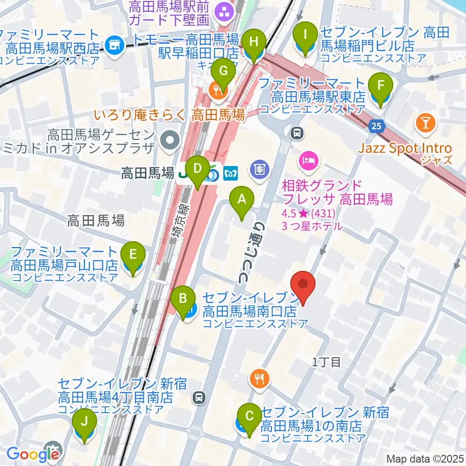 東京ステップスアーツ周辺のコンビニエンスストア一覧地図