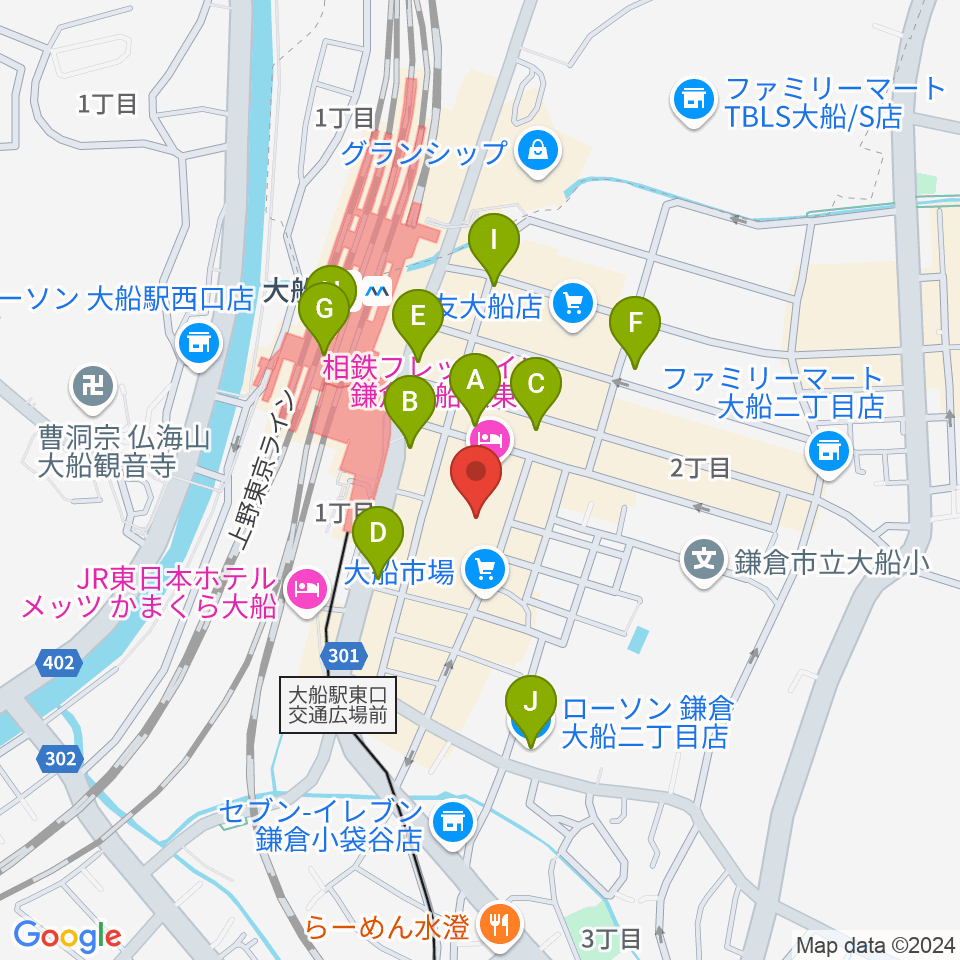 大船ハニービー周辺のコンビニエンスストア一覧地図