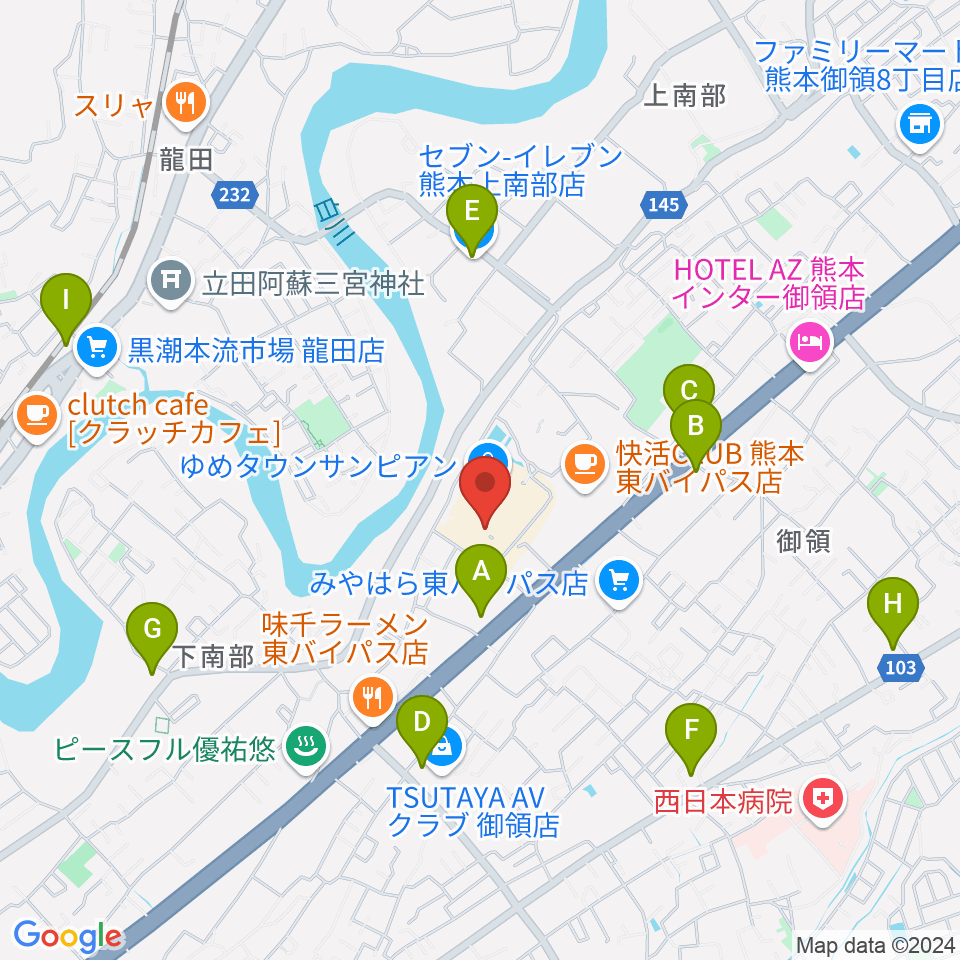 大谷楽器店 サンピアン教室周辺のコンビニエンスストア一覧地図