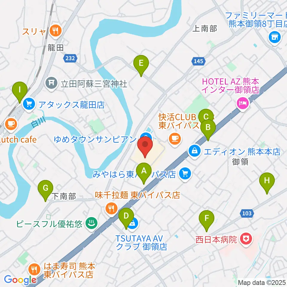 大谷楽器店 サンピアン教室周辺のコンビニエンスストア一覧地図