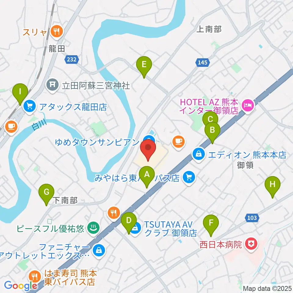 大谷楽器店 サンピアン教室周辺のコンビニエンスストア一覧地図