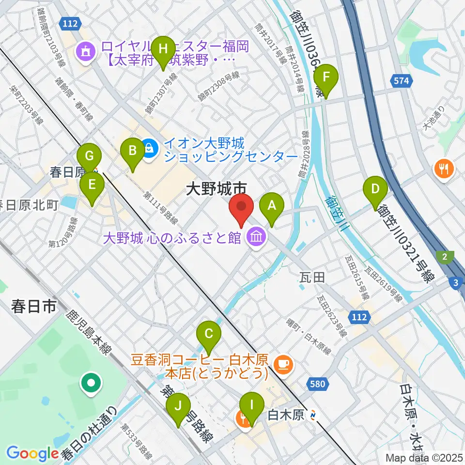 大野城まどかぴあ周辺のコンビニエンスストア一覧地図