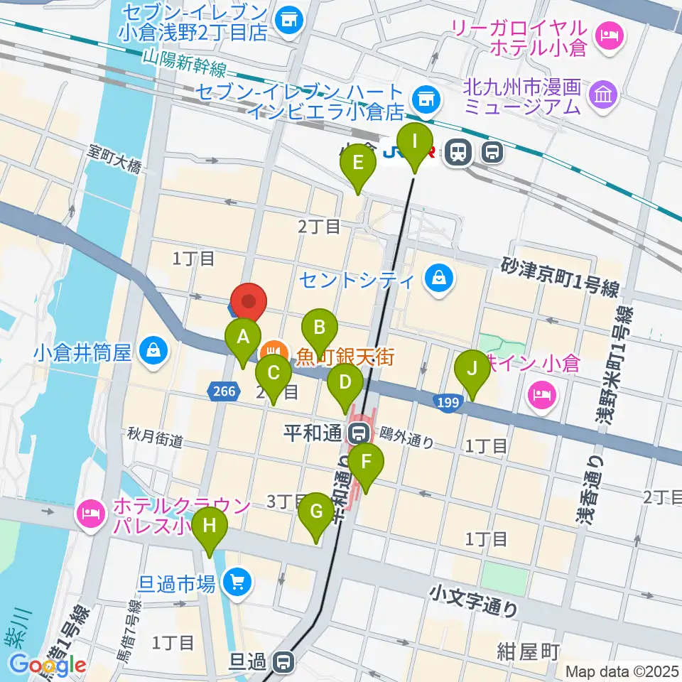 ミュージックストアナガト小倉店周辺のコンビニエンスストア一覧地図