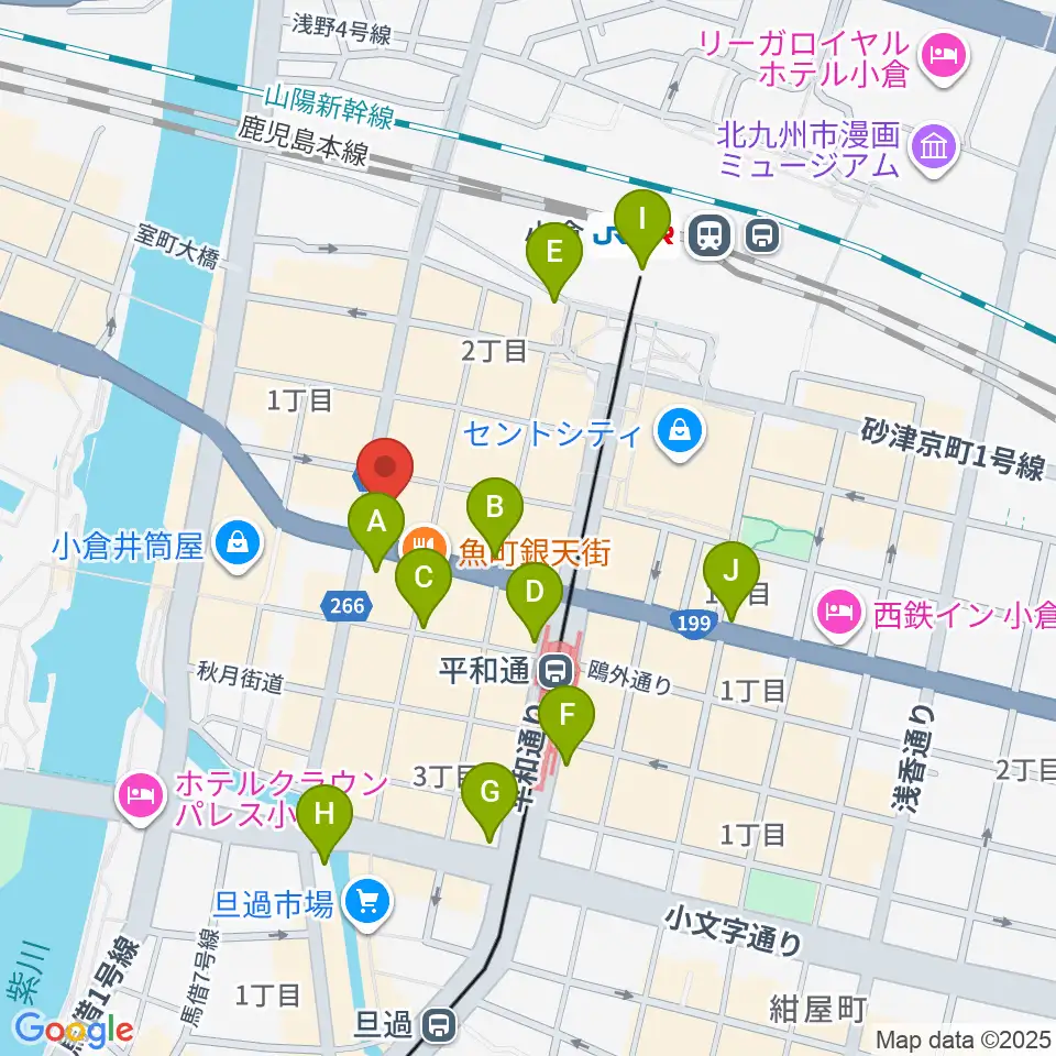 ミュージックストアナガト小倉店周辺のコンビニエンスストア一覧地図
