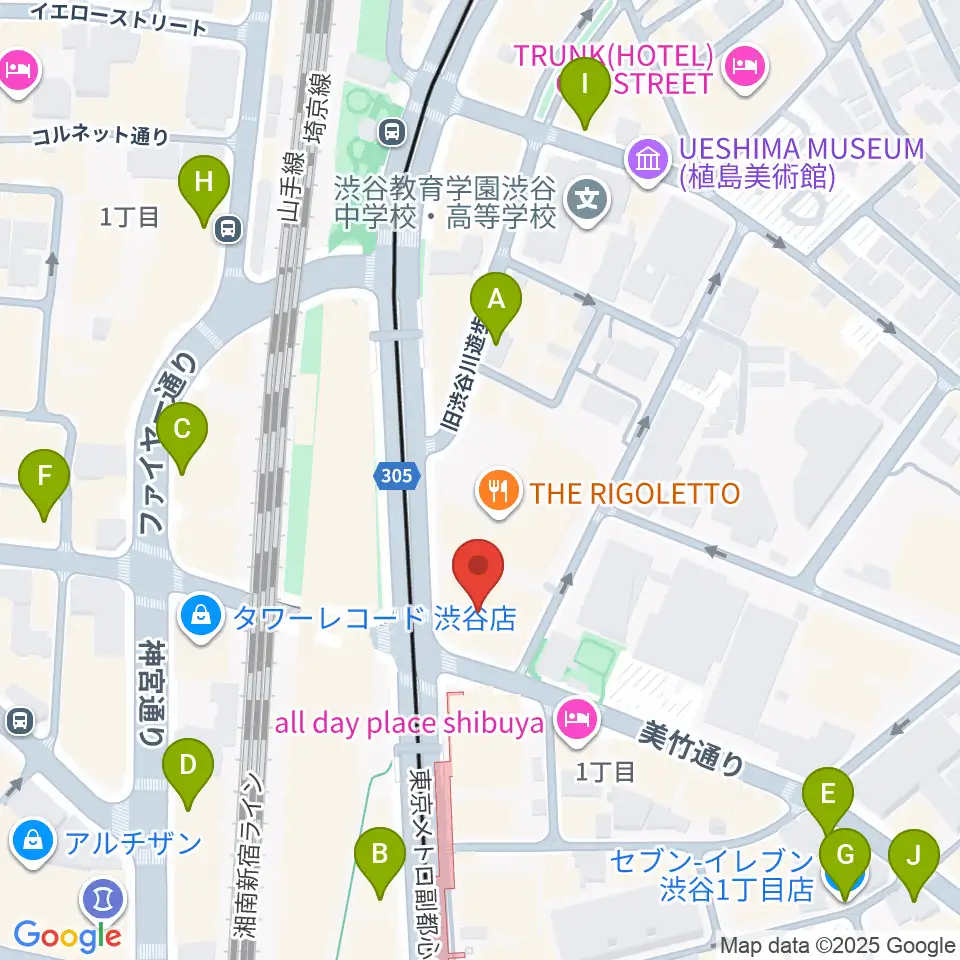 ミュージックアベニュー渋谷cocoti周辺のコンビニエンスストア一覧地図