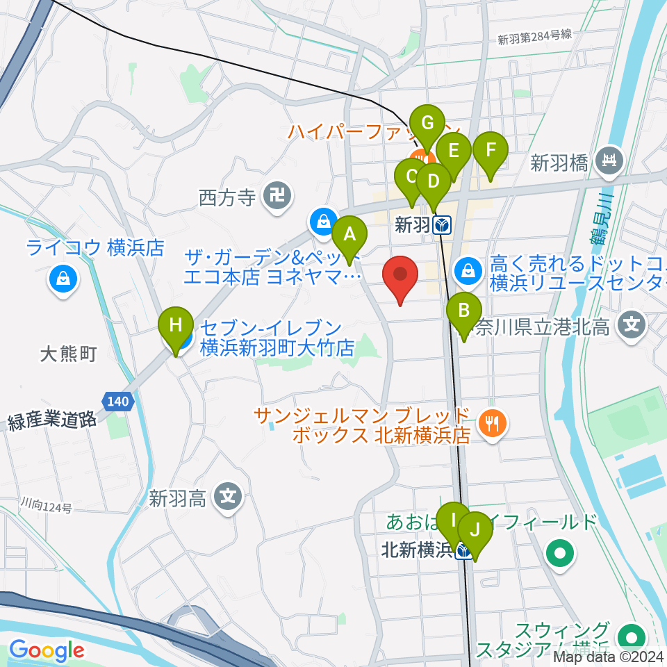 ヤマハピアノサービス横浜センター周辺のコンビニエンスストア一覧地図