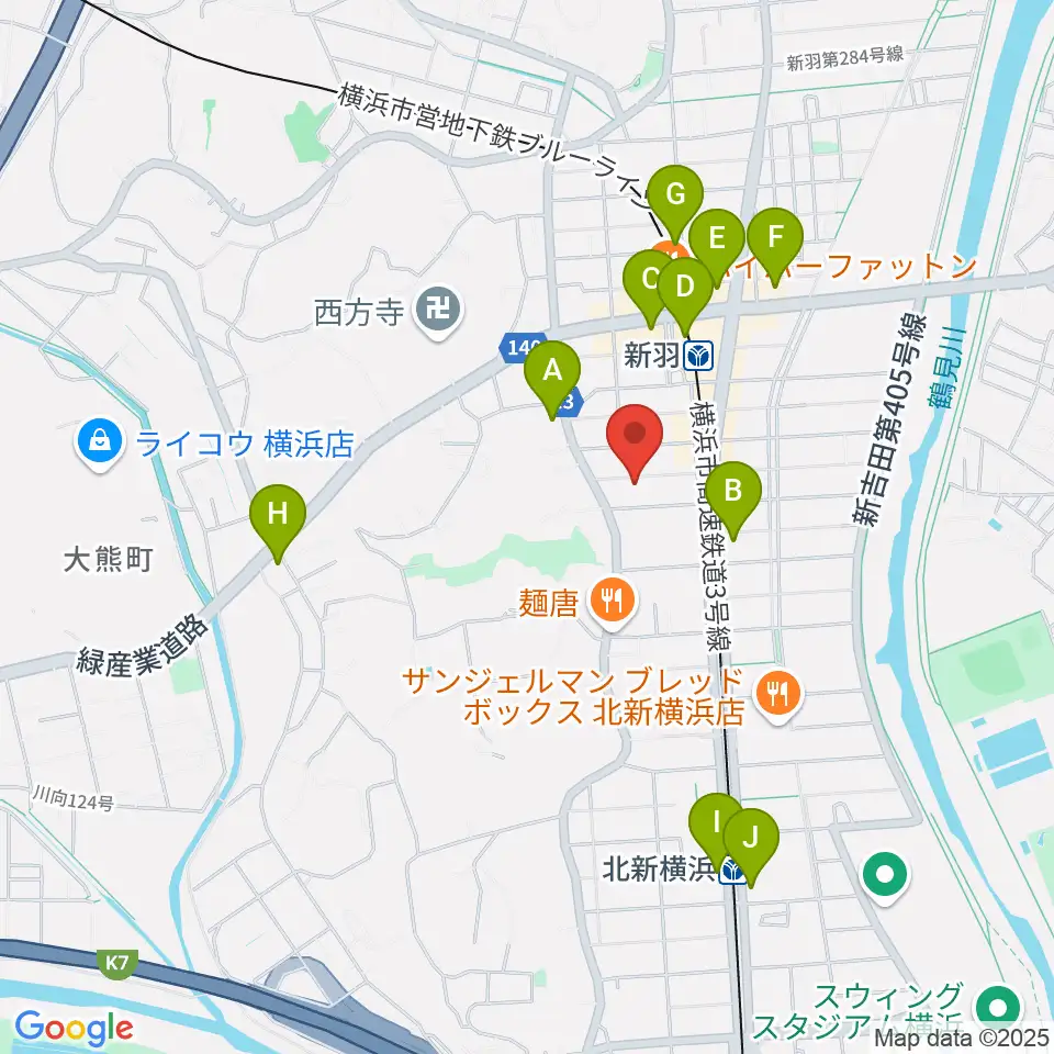 ヤマハピアノサービス横浜センター周辺のコンビニエンスストア一覧地図