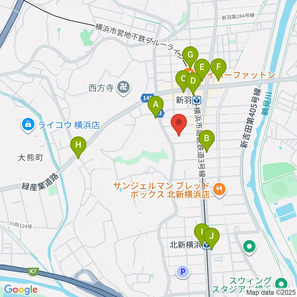 ヤマハピアノサービス横浜センター周辺のコンビニエンスストア一覧地図