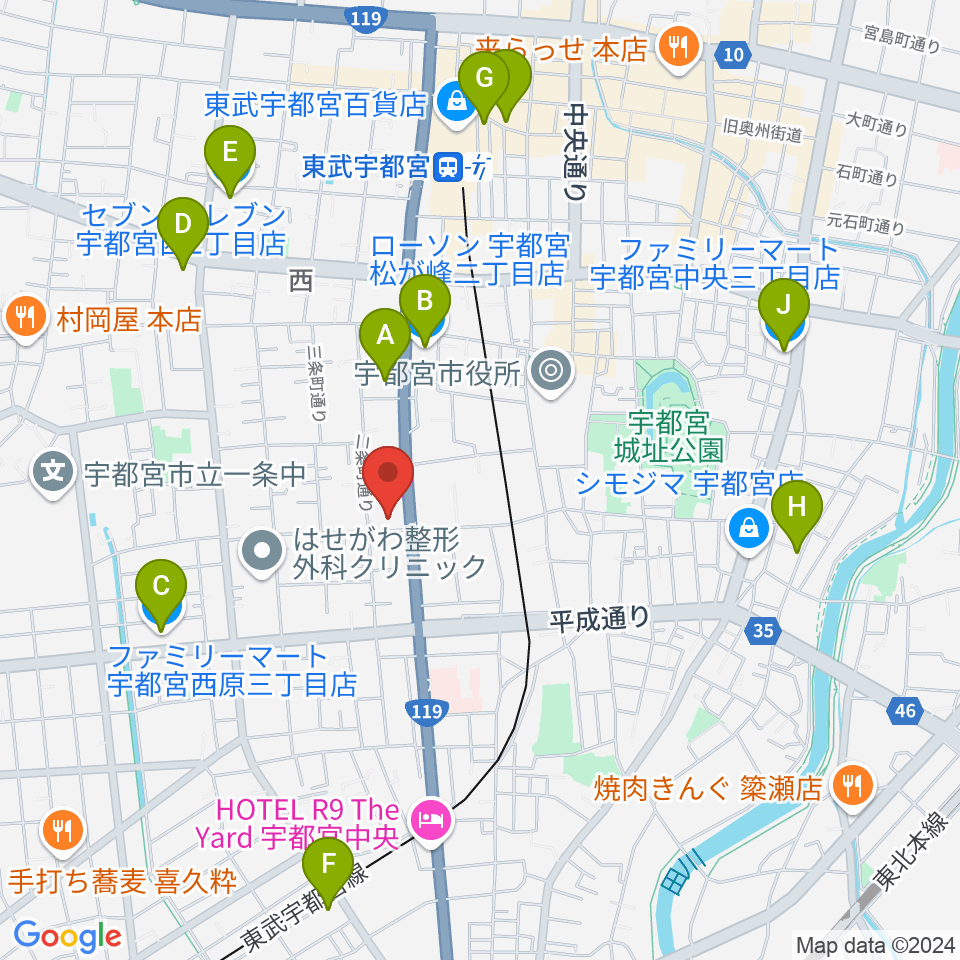 アプトホール周辺のコンビニエンスストア一覧地図